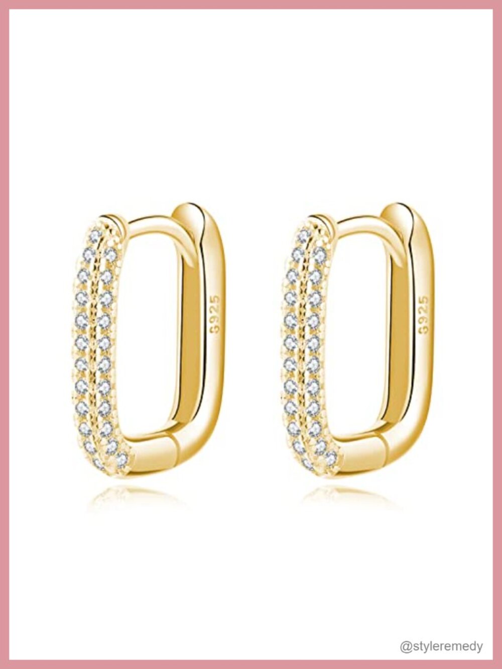 Sterling Silver CZ U Hoop Earrings Small Chunky Huggie